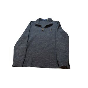 Polo Ralph Lauren Pullover Mens XL Dark Gray Estate Rib Half Zip‎ Sweater Casual